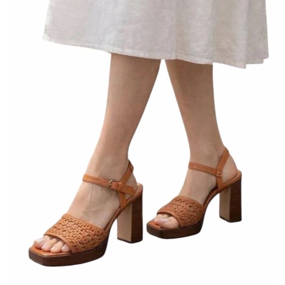 Katy Perry The Steady Platform Sandals Ginger Woven Block Heel Shoes 8.5